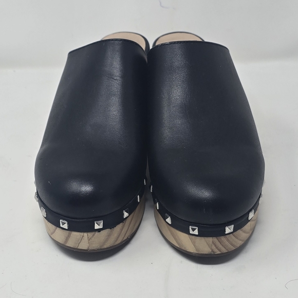 Steve Madden women 8 brooklyn-1 platform clogs mule black leather shoe studded - Picture 6 of 12